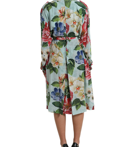 Dolce & Gabbana Elegant Floral Silk Trench Jacket