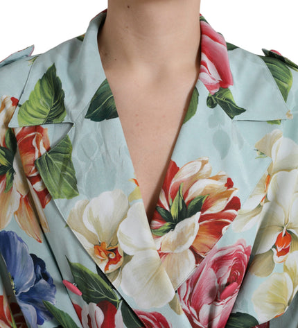 Dolce & Gabbana Elegant Floral Silk Trench Jacket