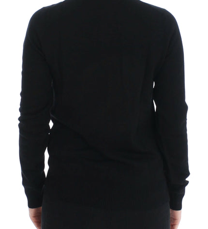 Dolce &amp; Gabbana Maglione Cardigan Elegante in Lana Nera