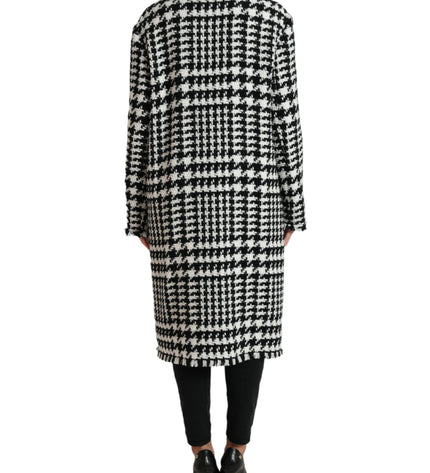 Dolce & Gabbana Elegant Houndstooth Long Trench Coat