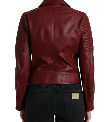 Dolce & Gabbana Bordeaux Biker Leather Jacket