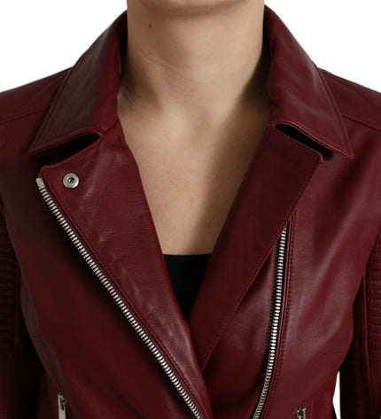 Dolce & Gabbana Bordeaux Biker Leather Jacket