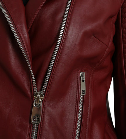 Dolce & Gabbana Bordeaux Biker Leather Jacket