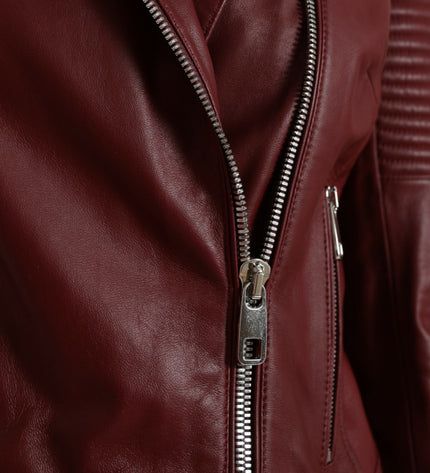 Dolce & Gabbana Bordeaux Biker Leather Jacket