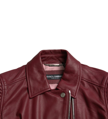 Dolce & Gabbana Bordeaux Biker Leather Jacket