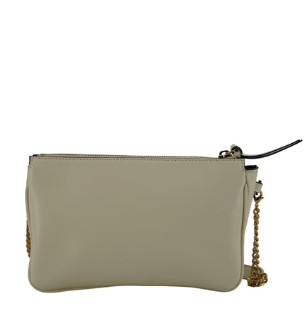 Versace Elegant White Lamb Leather Crossbody Pouch