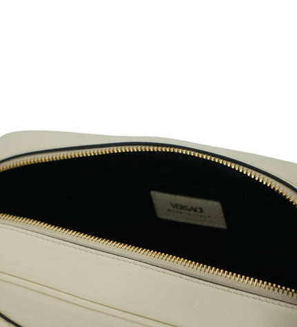 Versace Elegant White Leather Camera Shoulder Bag