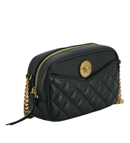 Versace Elegant Small Black Leather Crossbody Bag