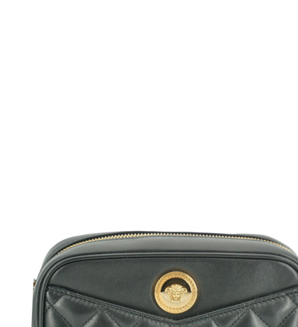 Versace Elegant Small Black Leather Crossbody Bag