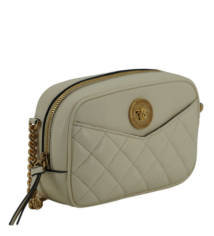 Versace Elegant White Lamb Leather Camera Bag