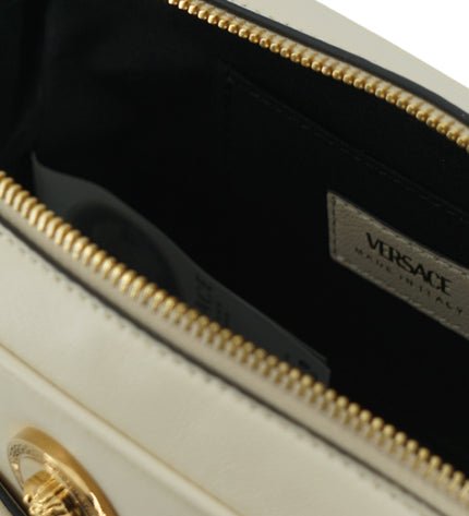 Versace Elegant White Lamb Leather Camera Bag