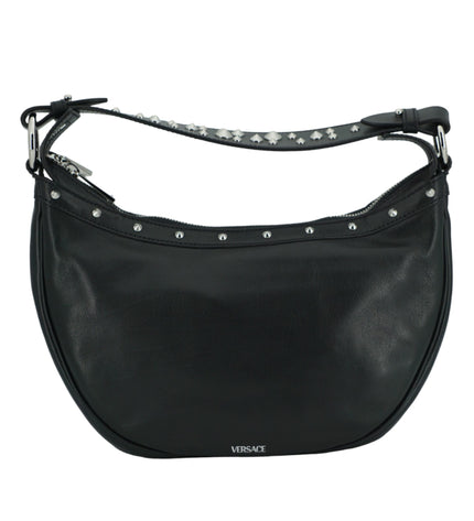 Borsa a tracolla Hobo elegante in pelle nera Versace