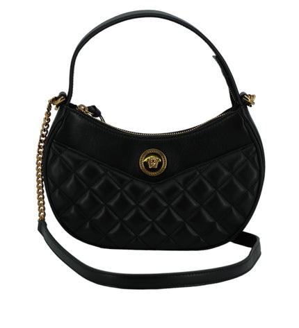 Versace Elegant Half Moon Leather Shoulder Bag