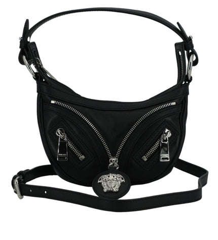 Versace Elegant Black Mini Hobo Shoulder Bag