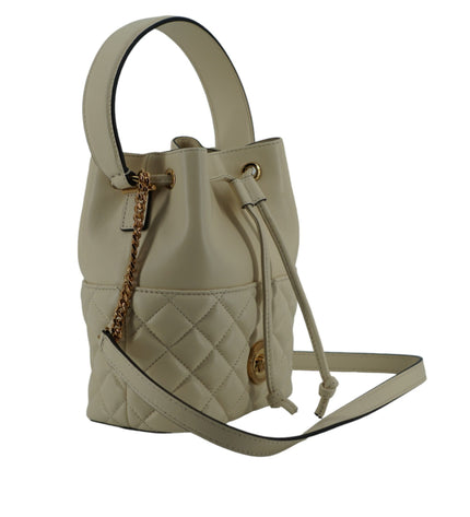 Versace Elegant Small White Leather Bucket Shoulder Bag