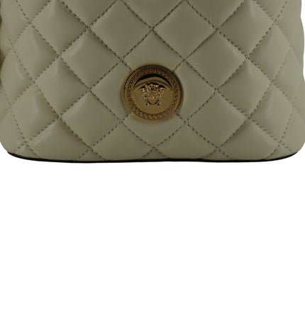 Versace Elegant Small White Leather Bucket Shoulder Bag