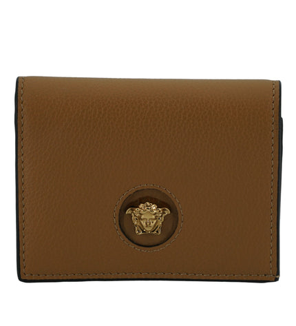 Versace Elegant Compact Leather Wallet in Brown