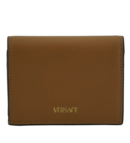 Versace Elegant Compact Leather Wallet in Brown