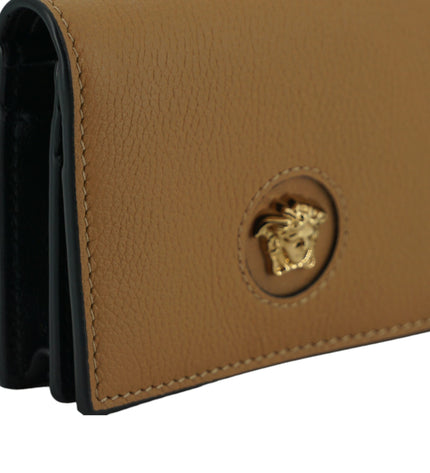 Versace Elegant Compact Leather Wallet in Brown