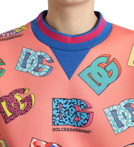 Dolce & Gabbana Salmon Pink Logo Sweater - Crew Neck Elegance