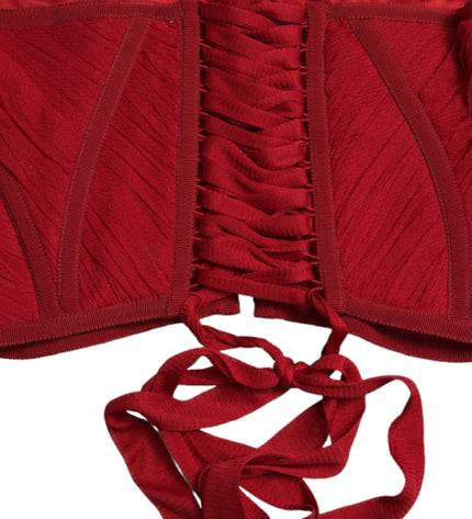 Dolce & Gabbana Silk Corset Waist Belt in Fiery Red