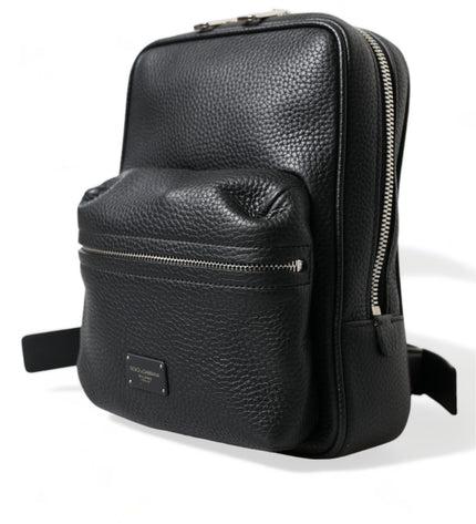 Dolce & Gabbana Chic Black Calf Leather Small Backpack