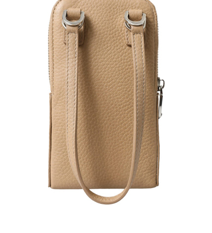 Dolce &amp; Gabbana Elegante borsa per cellulare a tracolla in pelle beige