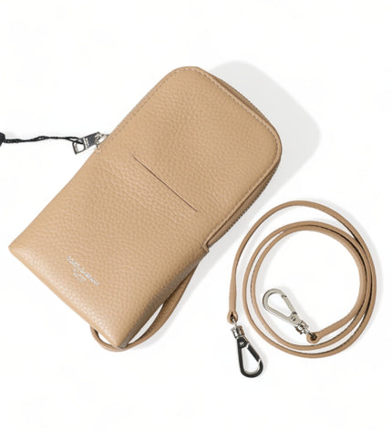 Dolce & Gabbana Elegant Beige Leather Crossbody Phone Bag