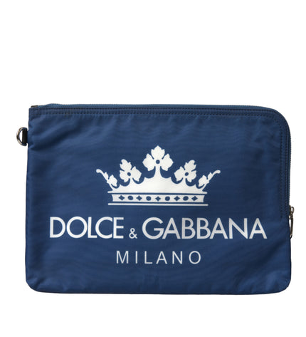 Dolce &amp; Gabbana Elegante pochette con cerniera in nylon blu