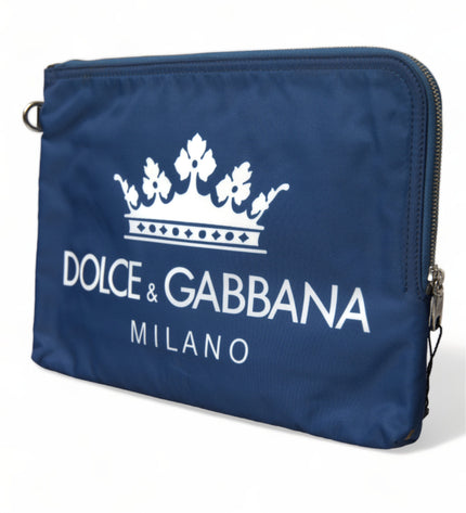 Dolce & Gabbana Elegant Blue Nylon Zipped Clutch