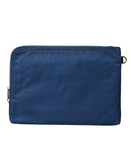 Dolce & Gabbana Elegant Blue Nylon Zipped Clutch