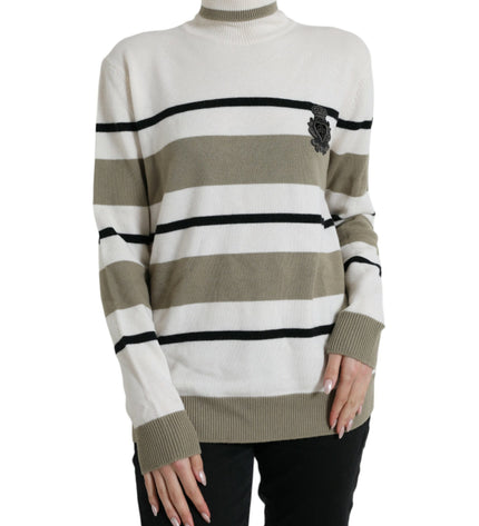 Dolce & Gabbana Italian Striped Wool Turtleneck Sweater