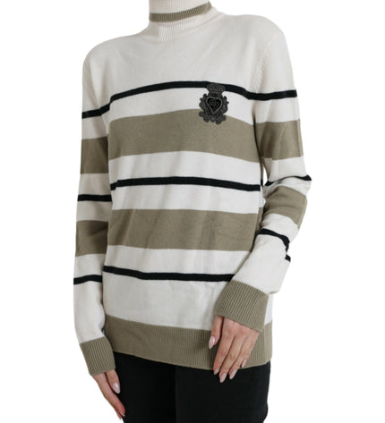 Dolce & Gabbana Italian Striped Wool Turtleneck Sweater