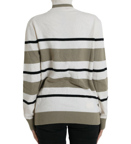 Dolce & Gabbana Italian Striped Wool Turtleneck Sweater