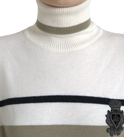 Dolce & Gabbana Italian Striped Wool Turtleneck Sweater