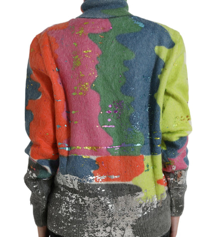 Dolce & Gabbana Multicolor Mohair Turtleneck Casual Sweater