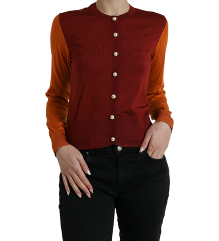 Dolce & Gabbana Elegant Silk Cardigan Sweater in Vibrant Tones