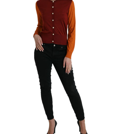 Dolce & Gabbana Elegant Silk Cardigan Sweater in Vibrant Tones