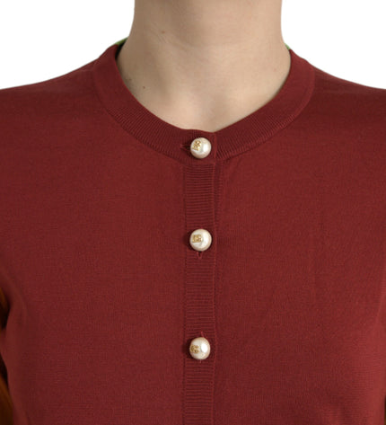 Dolce & Gabbana Elegant Silk Cardigan Sweater in Vibrant Tones