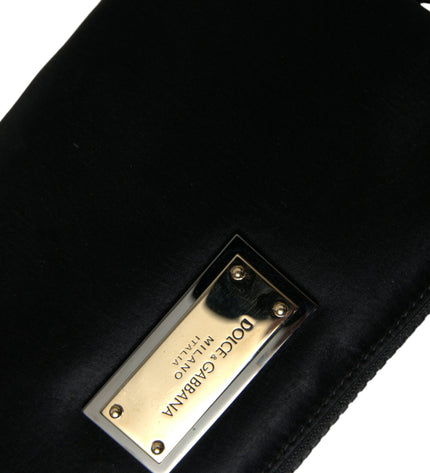 Dolce &amp; Gabbana Elegante pochette in pelle di nylon nera con dettagli argento