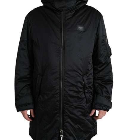 Dolce &amp; Gabbana Elegante parka nero con cappuccio