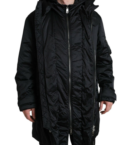 Dolce & Gabbana Elegant Black Hooded Parka Jacket