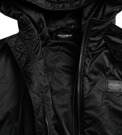 Dolce & Gabbana Elegant Black Hooded Parka Jacket