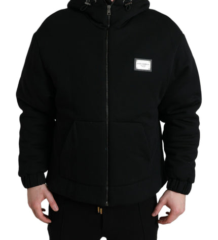 Dolce & Gabbana Elegant Black Bomber Jacket with Hood