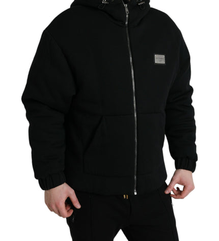 Dolce &amp; Gabbana Elegante bomber nero con cappuccio