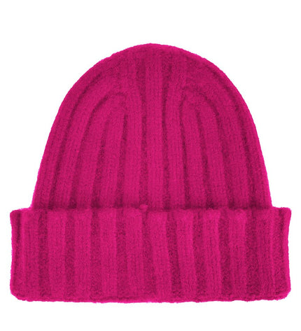 Made in Italy Fuchsia Ribbed Cashmere Beanie