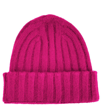 Made in Italy Fuchsia Ribbed Cashmere Beanie