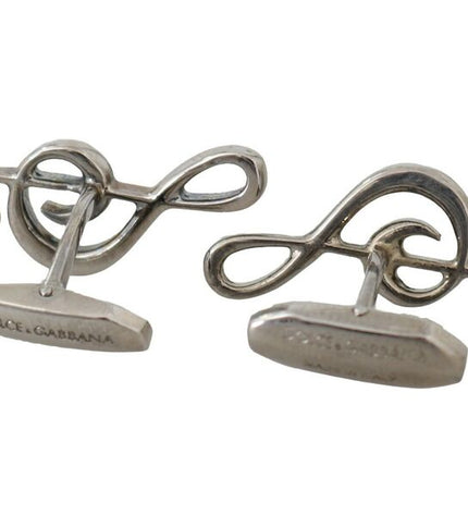 Dolce & Gabbana Elegant Silver Tremble Clef Cufflinks