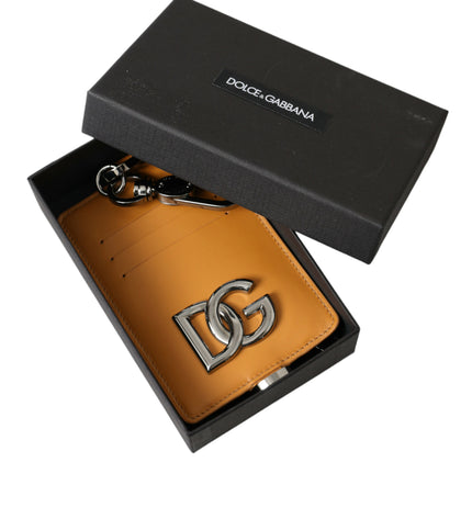 Dolce & Gabbana Elegant Orange Calf Leather Card Holder