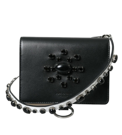 Dolce & Gabbana Elegant Crystal-Embellished Leather Card Holder